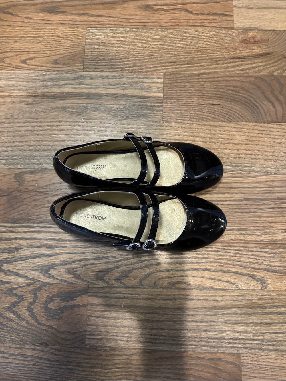 Nordstrom Black Patent Double-Strap Mary Jane Flats
